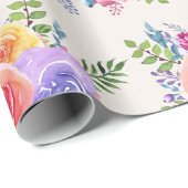 Waterverf voor kleurrijke Rozen Floral Pattern Cadeaupapier (Rol Hoek)