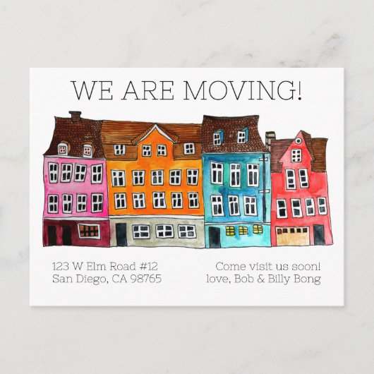 WATERVERF voor kleurrijke woningen verplaatsen Briefkaart (Voorkant)