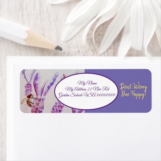 Waterverf voor lavender-bijenbloem etiket (Insitu)