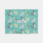 Waterverf voor lichte Blauwgroen dinosaurusnaam be Fleece Deken (Voorkant (Horizontaal))