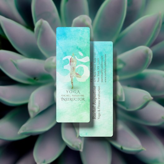 Waterverf voor Meditatie-instructies Yoga Pose Om  Mini Visitekaartje