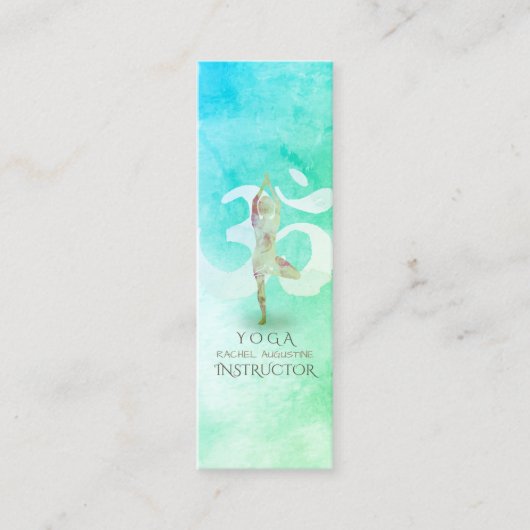 Waterverf voor Meditatie-instructies Yoga Pose Om  Mini Visitekaartje (Voorkant)