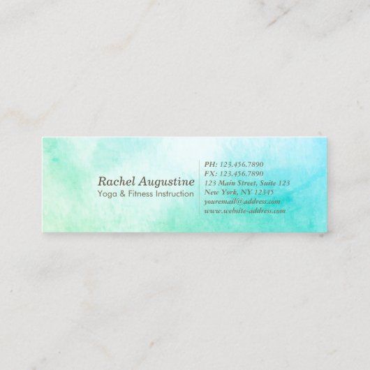 Waterverf voor Meditatie-instructies Yoga Pose Om  Mini Visitekaartje (Achterkant)
