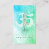 Waterverf voor Meditatie-instructies Yoga Pose Om  Visitekaartje (Voorkant)