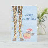 Waterverf voor Merry Kerstcute Giraffe Feestdagenkaart (Staand voorkant)