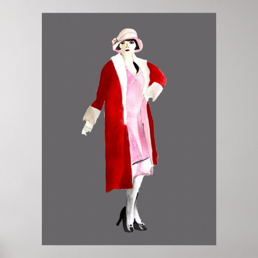 Waterverf voor mode van een meisje met laffer poster (Voorkant)