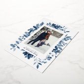 Waterverf voor Navy kerstfloral Folie Feestdagenkaart (Gedraaid)