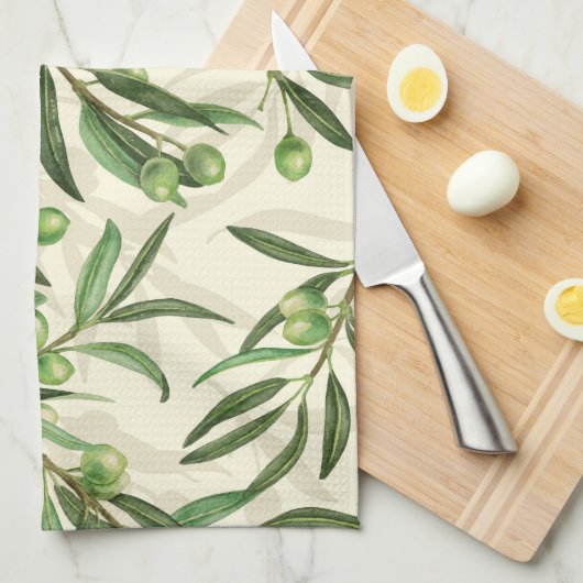 Waterverf voor olijfbijkantoren theedoek (Quarter Fold)