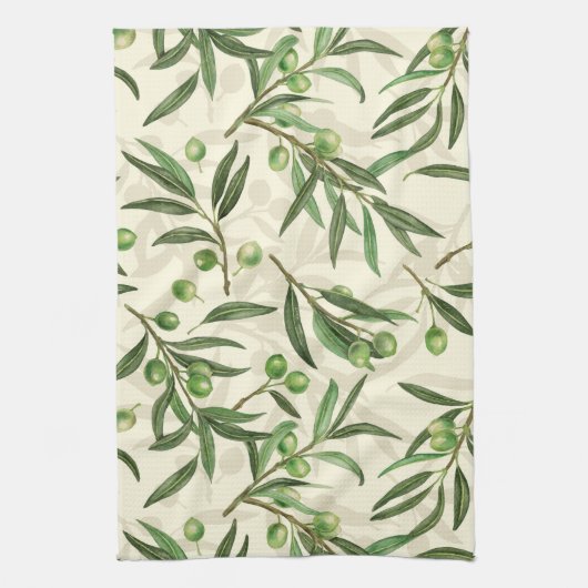 Waterverf voor olijfbijkantoren theedoek (Verticaal)