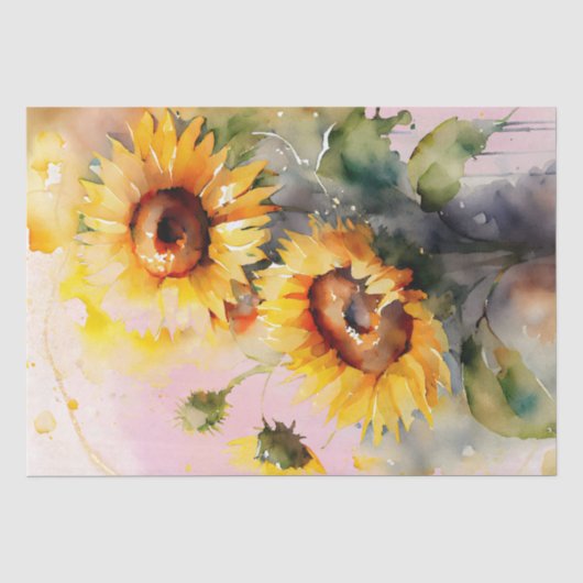 Waterverf voor ontbinding van zonnebloemen tissuepapier (Voorkant)