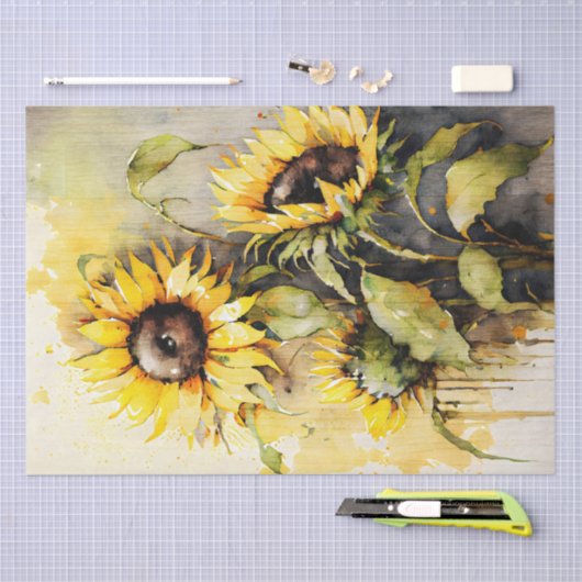 Waterverf voor ontbinding van zonnebloemen tissuepapier (Craft)