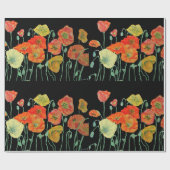 Waterverf voor Oranje en zwarte papaver Cadeaupapier (Vlak)