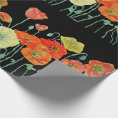 Waterverf voor Oranje en zwarte papaver Cadeaupapier (Hoek)