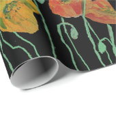 Waterverf voor Oranje en zwarte papaver Cadeaupapier (Rol Hoek)