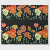 Waterverf voor Oranje en zwarte papaver Cadeaupapier (Vlak)