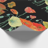 Waterverf voor Oranje en zwarte papaver Cadeaupapier (Hoek)
