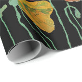 Waterverf voor Oranje en zwarte papaver Cadeaupapier (Rol Hoek)