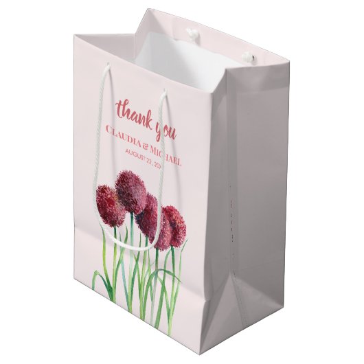 Waterverf voor Paarse roze Allium Floral Medium Cadeauzakje (Voorkant Gekanteld)