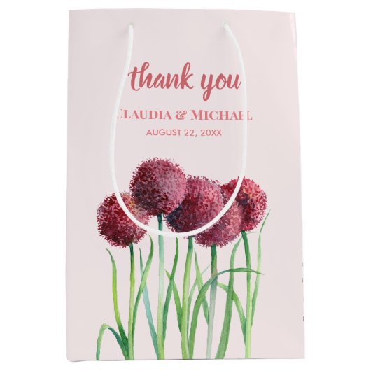 Waterverf voor Paarse roze Allium Floral Medium Cadeauzakje (Voorkant)
