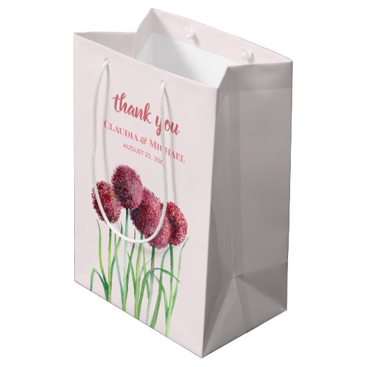 Waterverf voor Paarse roze Allium Floral Medium Cadeauzakje (Achterkant Gekanteld)