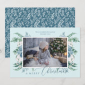 Waterverf voor prettige kerstdagen Greenery Aangep Feestdagenkaart (Voorkant / Achterkant)