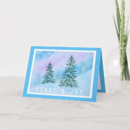 Waterverf voor prettige kerstwinterbomen kaart
