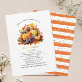Waterverf voor Pumpkin Fall Friendsgiving-diner Kaart