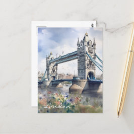 Waterverf voor reizen naar London Tower Bridge Briefkaart