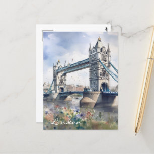 Waterverf voor reizen naar London Tower Bridge Briefkaart