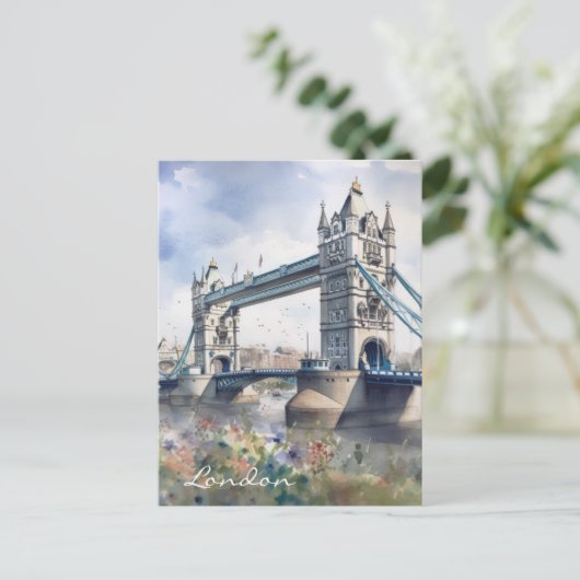 Waterverf voor reizen naar London Tower Bridge Briefkaart (Staand voorkant)