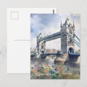 Waterverf voor reizen naar London Tower Bridge Briefkaart (Voorkant / Achterkant)