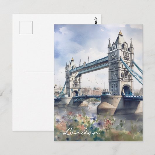 Waterverf voor reizen naar London Tower Bridge Briefkaart (Voorkant / Achterkant)