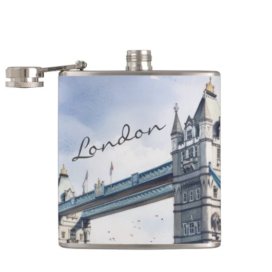 Waterverf voor reizen naar London Tower Bridge Heupfles (Geopend)