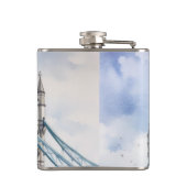 Waterverf voor reizen naar London Tower Bridge Heupfles (Achterkant)