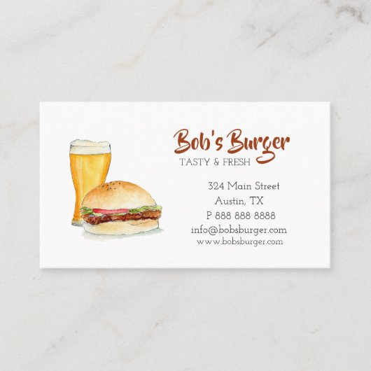 Waterverf voor restaurant voor burger/fast food visitekaartje (Voorkant)