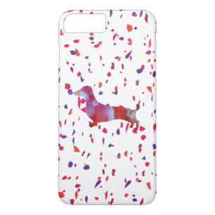 Waterverf voor roze dachshund 	iPhone 8/7 plus hoesje