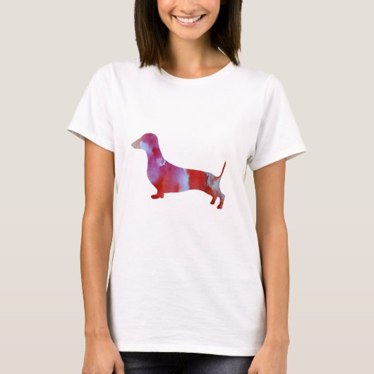 Waterverf voor roze dachshund , t-shirt (Voorkant)