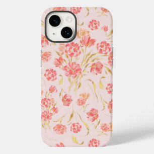 Waterverf voor roze en gouden tulp Case-Mate iPhone 14 hoesje