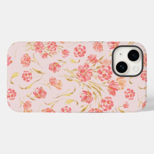 Waterverf voor roze en gouden tulp Case-Mate iPhone case (Achterkant (horizontaal))