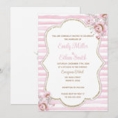 Waterverf voor roze goudflorale bruiloft kaart (Voorkant / Achterkant)