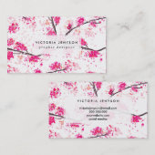 Waterverf voor roze kersen bloesems Oriental Sakur Visitekaartje (Voorkant / Achterkant)