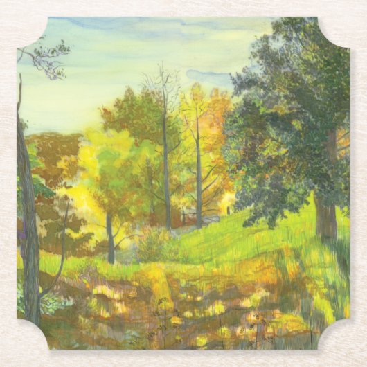 Waterverf voor schilderen van zonne-herfst kartonnen onderzetters (Voorkant)