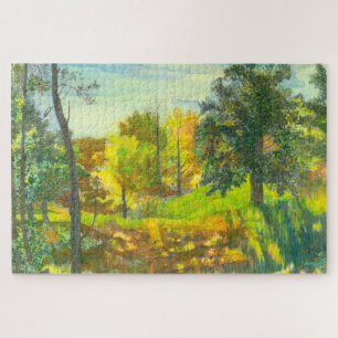 Waterverf voor schilderen van zonne-herfst legpuzzel