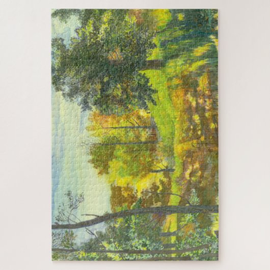 Waterverf voor schilderen van zonne-herfst legpuzzel (Verticaal)