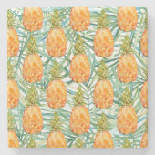 Waterverf voor tropische ananas stenen onderzetter (Voorkant)
