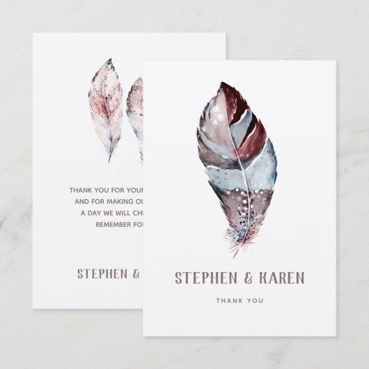 Waterverf voor vogelpest Elegant Wedding Bedankkaart (Voorkant / Achterkant)