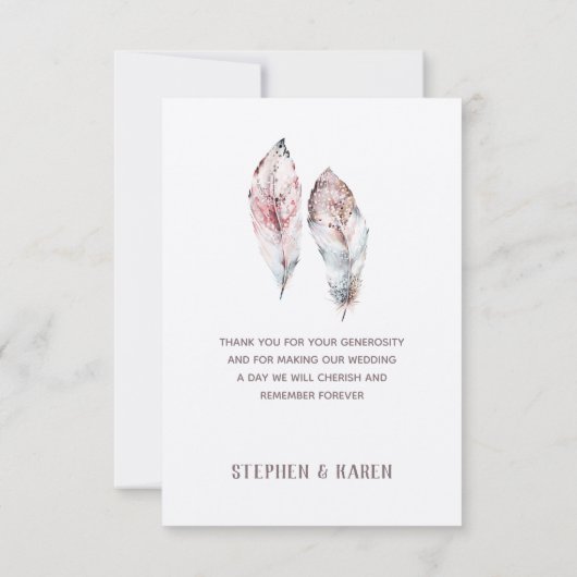 Waterverf voor vogelpest Elegant Wedding Bedankkaart (Achterkant)