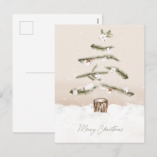 Waterverf voor vrolijke kerstbomen feestdagenkaart (Voorkant / Achterkant)