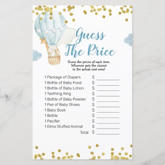 Waterverf voor warmluchtballon raden prijs spel (Voorkant)