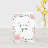 Waterverf voor wazig roze Floral Dank je wel Kaart (Gele Bloem)